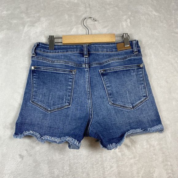 Judy Blue Pants - Judy Blue Jean Shorts Women Small Med Rise Distressed Floral Med Wash JB150048